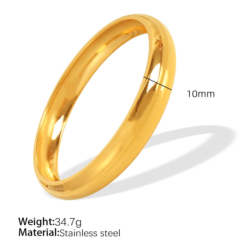 1 Piece Simple Series Simple Solid Color Stainless Steel 18K Gold Plated Women's Bangles h5 